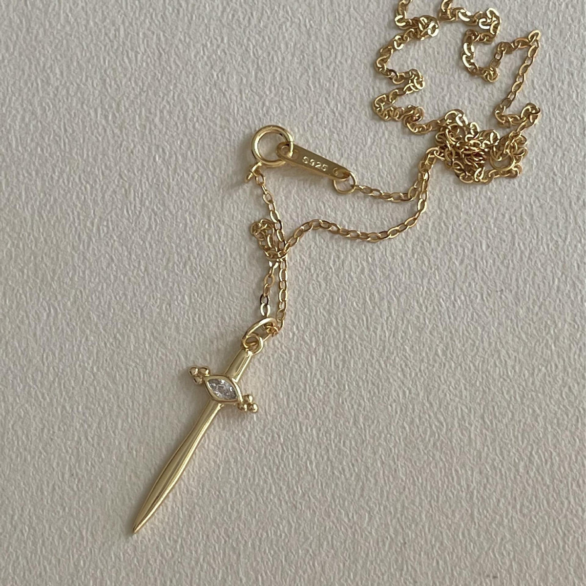 Fashion CZ Cross Sword 925 Sterling Silver Necklace