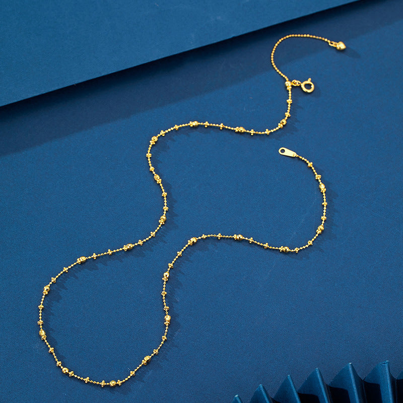 Elegant Geometric Design Adjustable Tennis 925 Sterling Silver Beaded  Chain Necklace