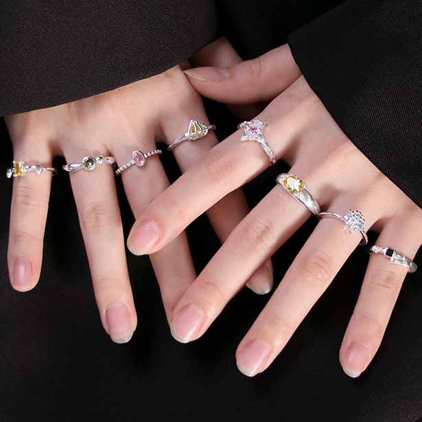 Elegant Irregular CZ Trillion 925 Sterling Silver Adjustable Ring