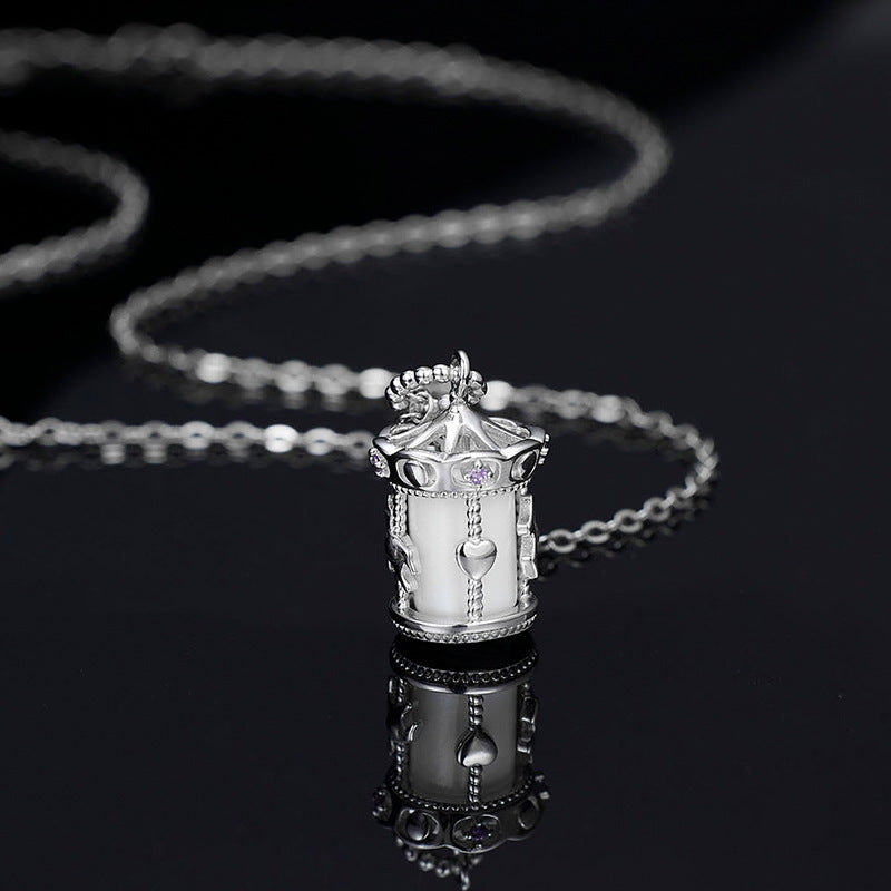Elegant Carousel Animal Pendant  925 Sterling Silver Chain Necklace