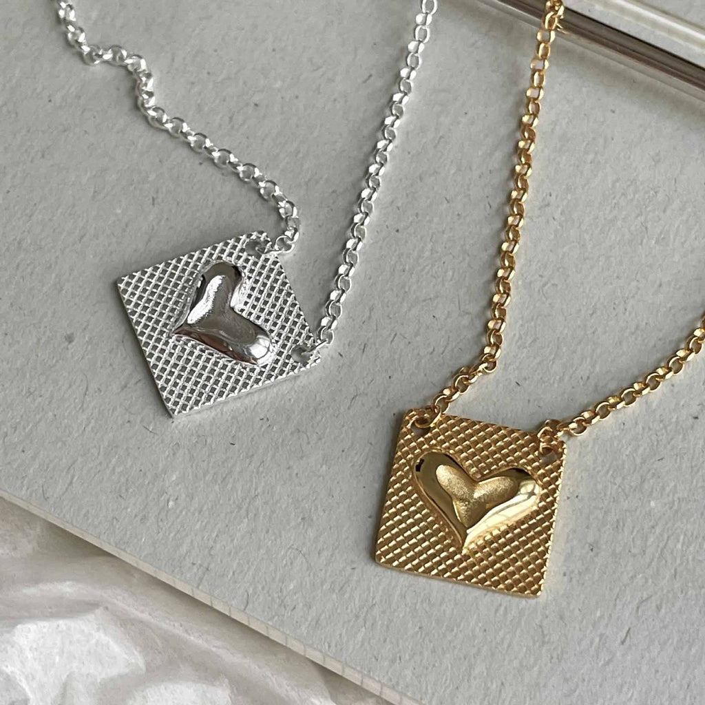 Vintage Square Heart 925 Sterling Silver Necklace