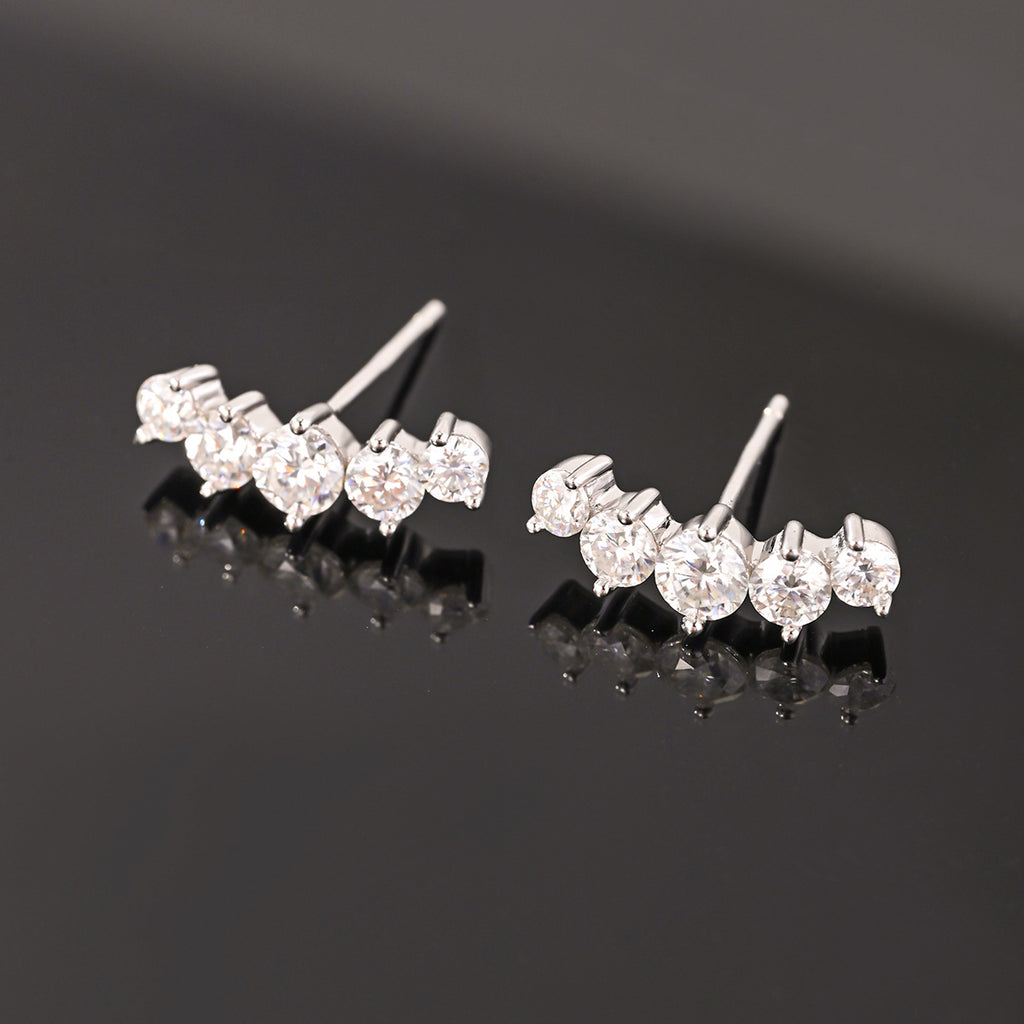 Five-Stone Set Affordable Luxury Versatile  925 Sterling Silver Earrings