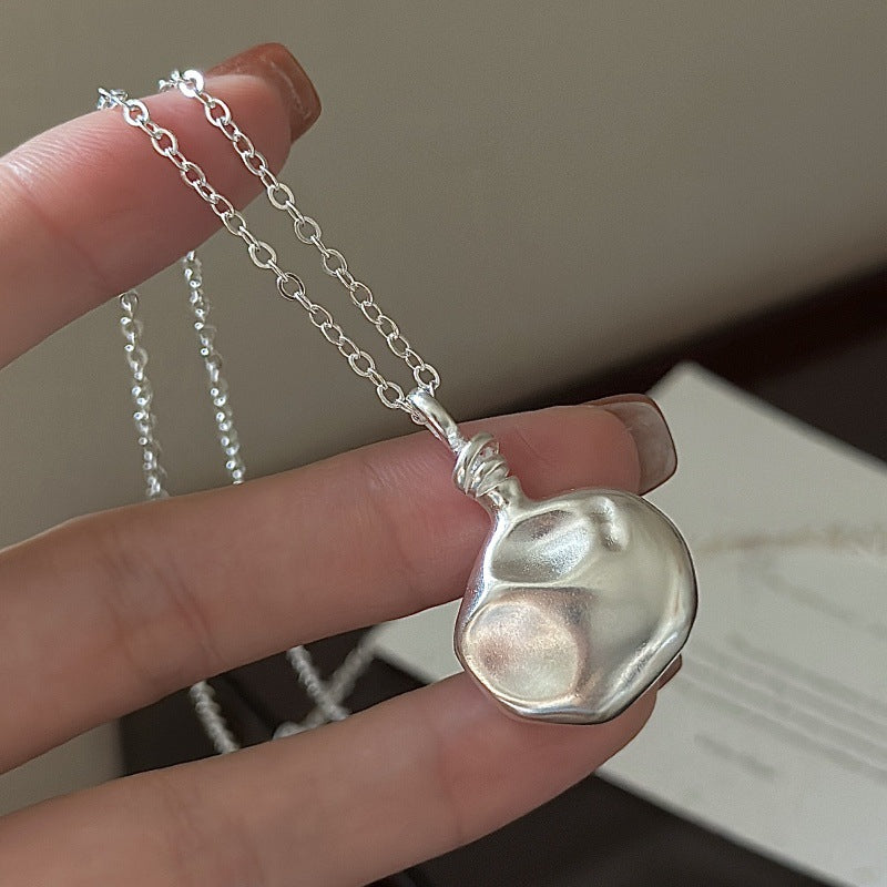 Minimalist Irregular Flask 925 Sterling Silver Pendant Long Sweater Chain Necklace