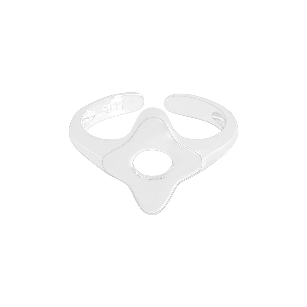 Office Hollow Starburst 925 Sterling Silver Adjustable Ring