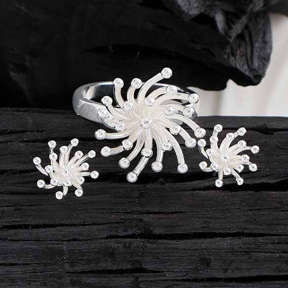 Holiday Irregular Fireworks 925 Sterling Silver Stud Earrings
