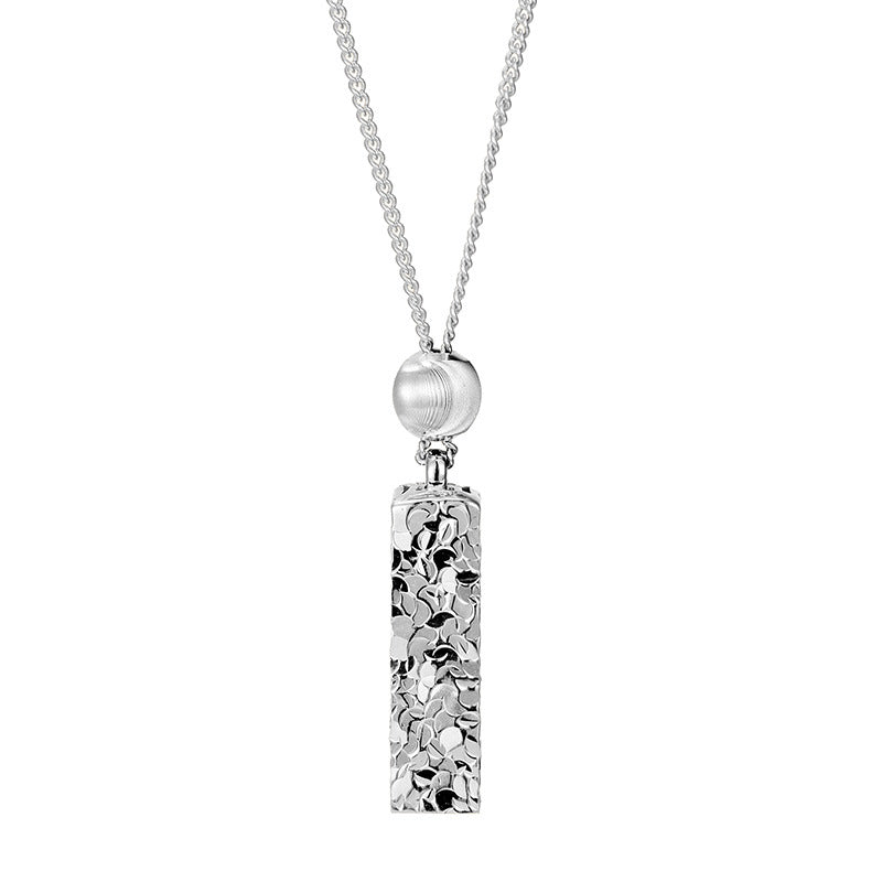Women Modern Elegant Geometric Rectangular Bar Pendant 925 Sterling Silver Plated Chain Necklace