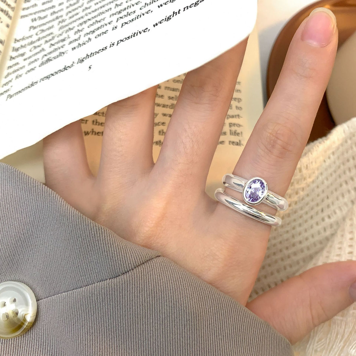 Minimalism Smooth Surface Simple 925 Sterling Silver Stacker Ring