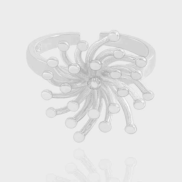 Holiday Irregular Firework 925 Sterling Silver Adjustable Ring