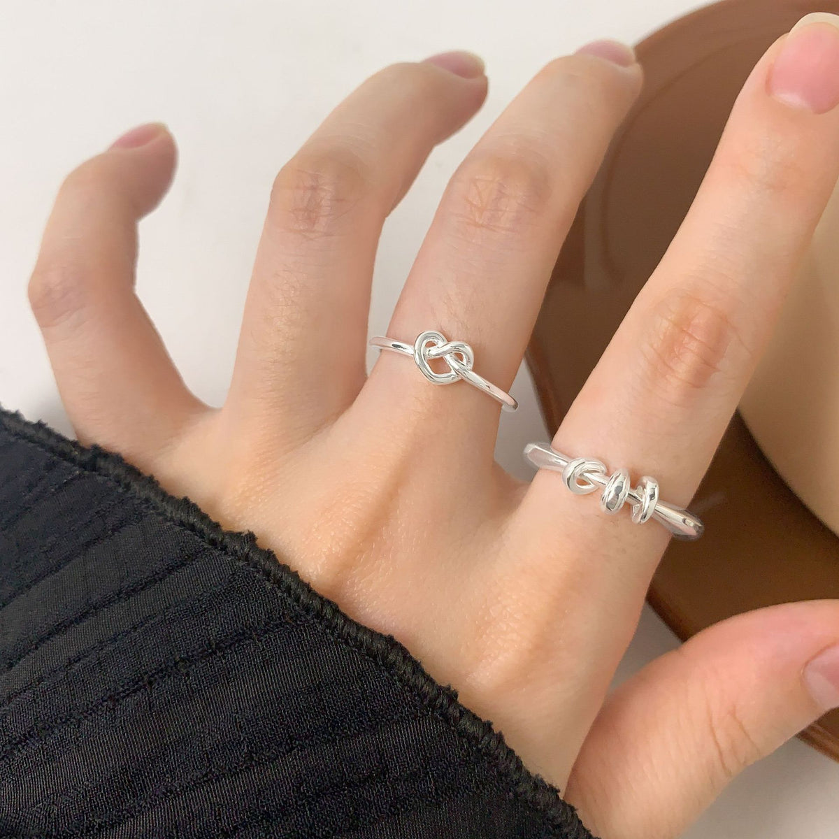 Office Irregular Geometry Three Circles 925 Sterling Silver Ring