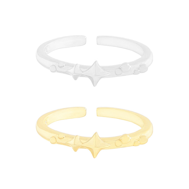 Casual Irregular Shining Star Bubbles 925 Sterling Silver Adjustable Ring