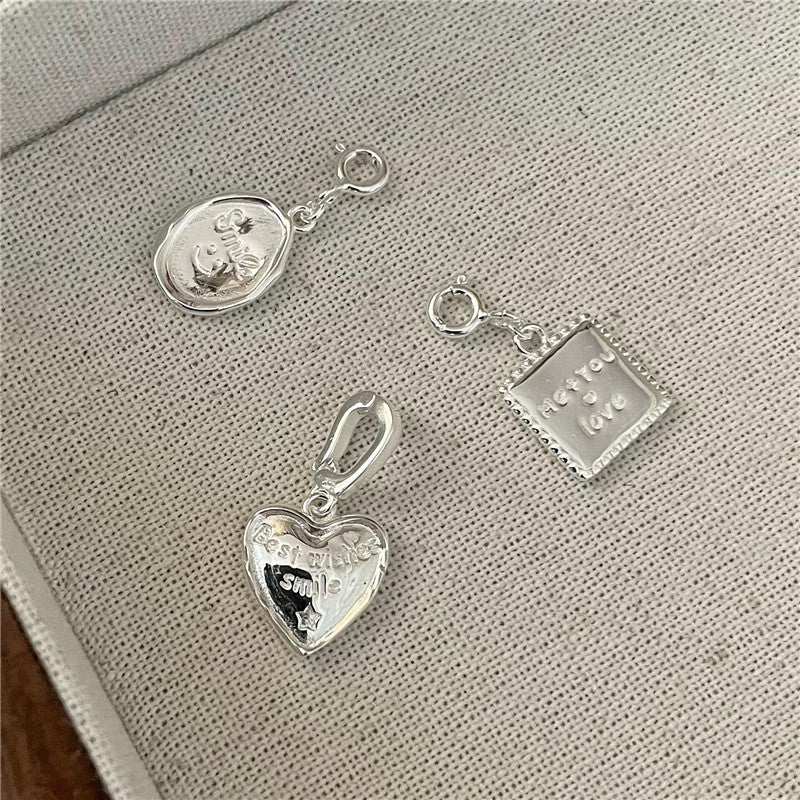 Trendy Heart Shape Letter Pendant Polished 925 Sterling Silver Minimalist Charm