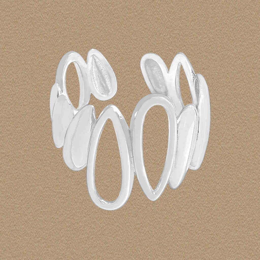 Lady Irregular Hollow Waterdrop Shape 925 Sterling Silver Adjustable Ring