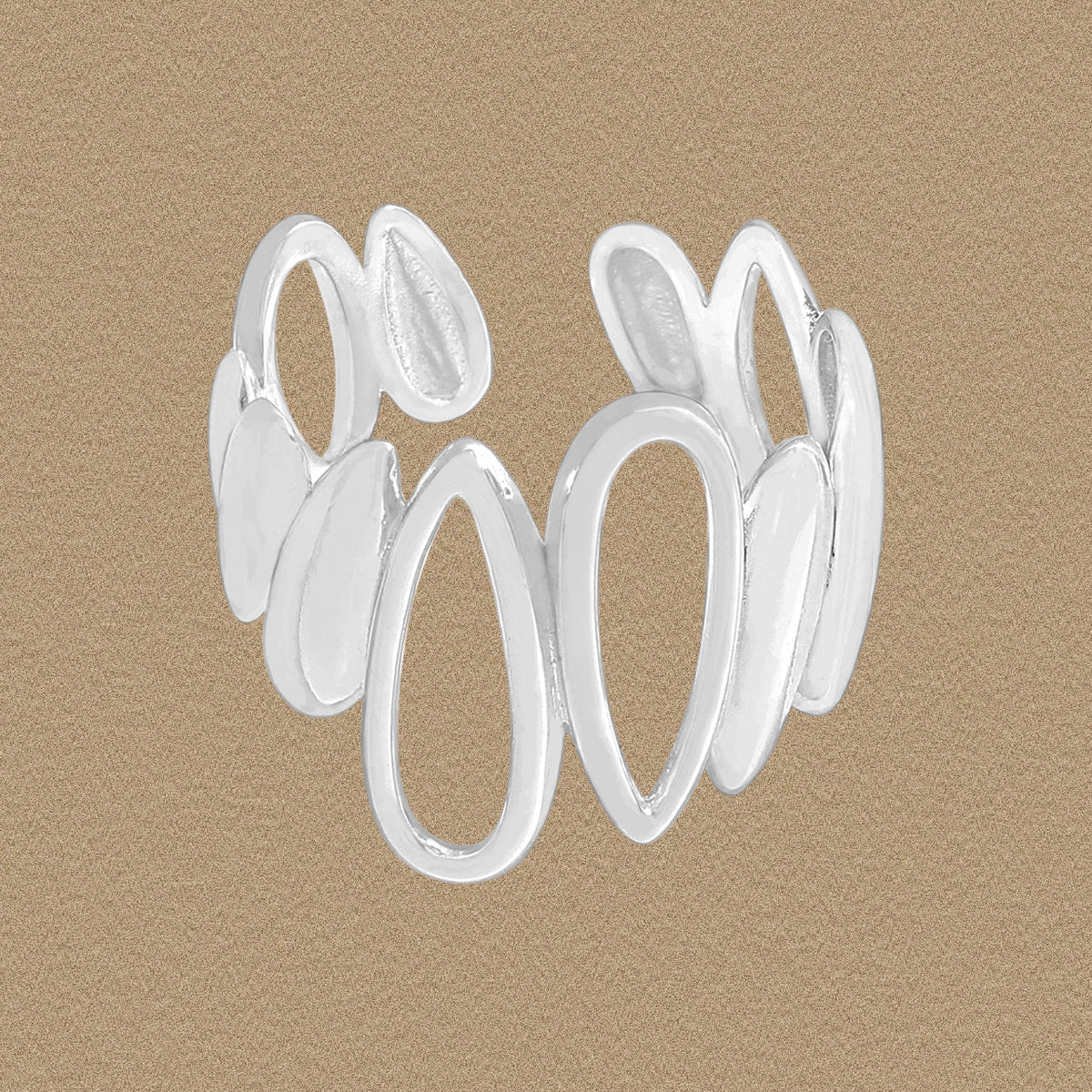 Lady Irregular Hollow Waterdrop Shape 925 Sterling Silver Adjustable Ring