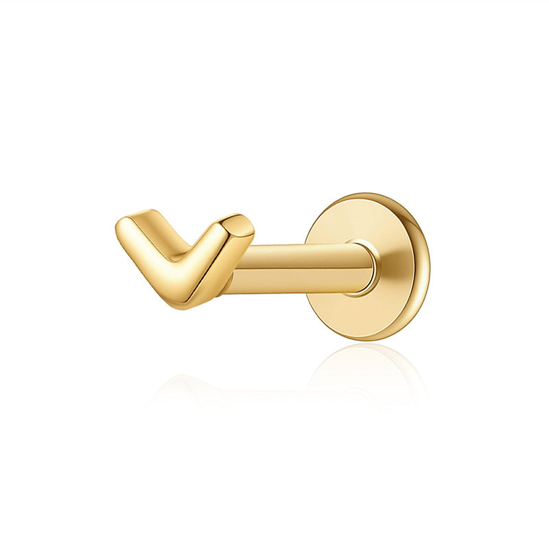 Mini Chevron V Shape Threaded Cartilage Piercing S925 Sterling Silver Stud Earring(Single)