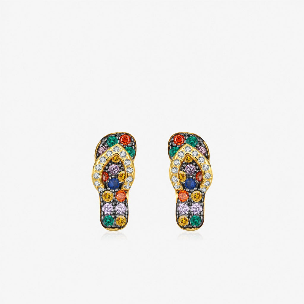Pendientes de Plata de Ley 925 chapados en Oro con Circonia Cúbica de Estilo Skateboard Colorido