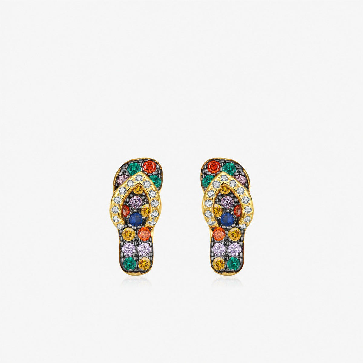 Pendientes de Plata de Ley 925 chapados en Oro con Circonia Cúbica de Estilo Skateboard Colorido