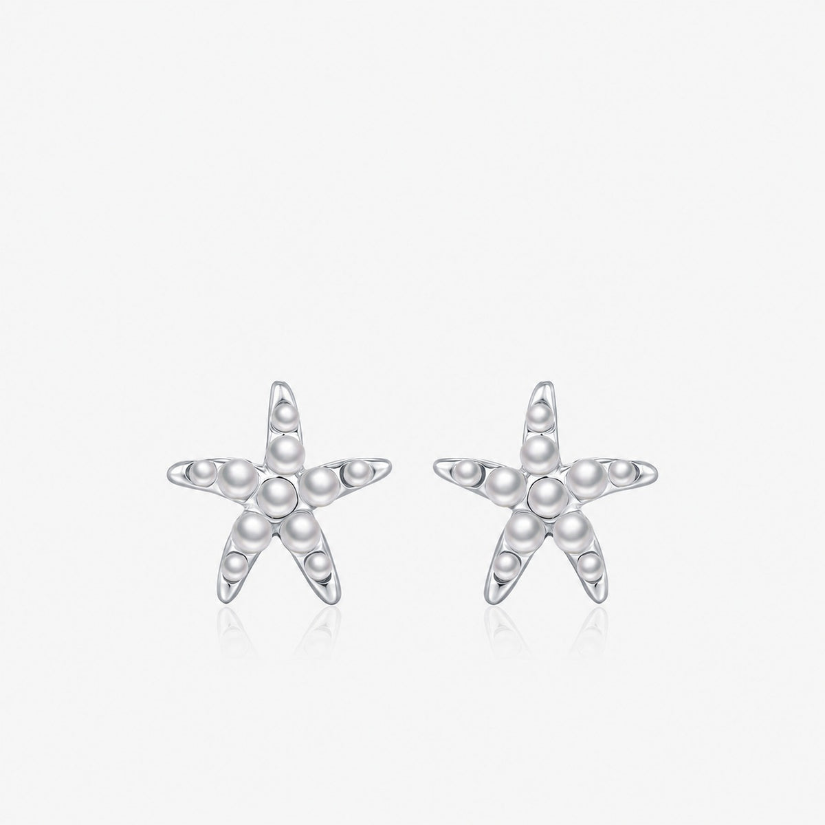 Pendientes de Plata Esterlina 925 con Estrella de Mar y Perla Delicada del Océano