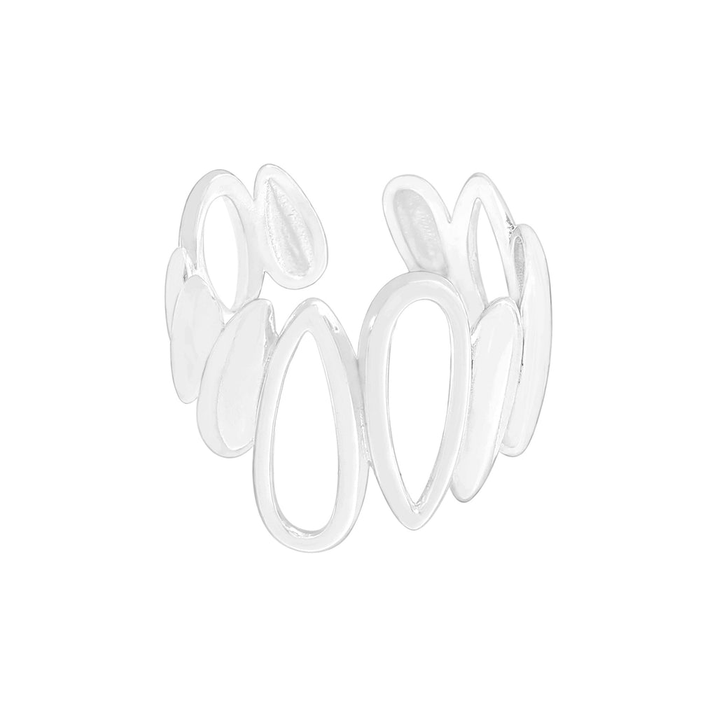 Lady Irregular Hollow Waterdrop Shape 925 Sterling Silver Adjustable Ring