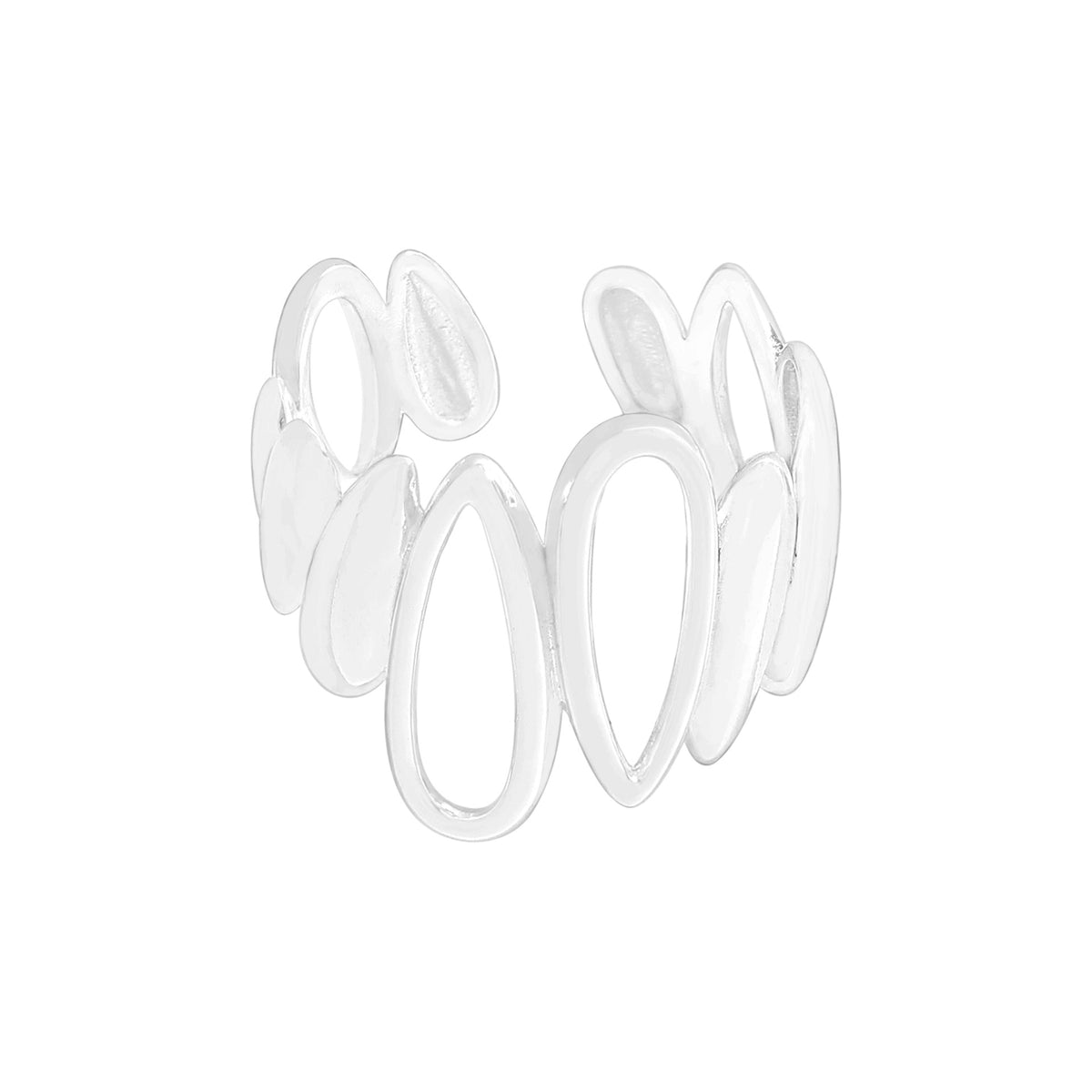 Lady Irregular Hollow Waterdrop Shape 925 Sterling Silver Adjustable Ring
