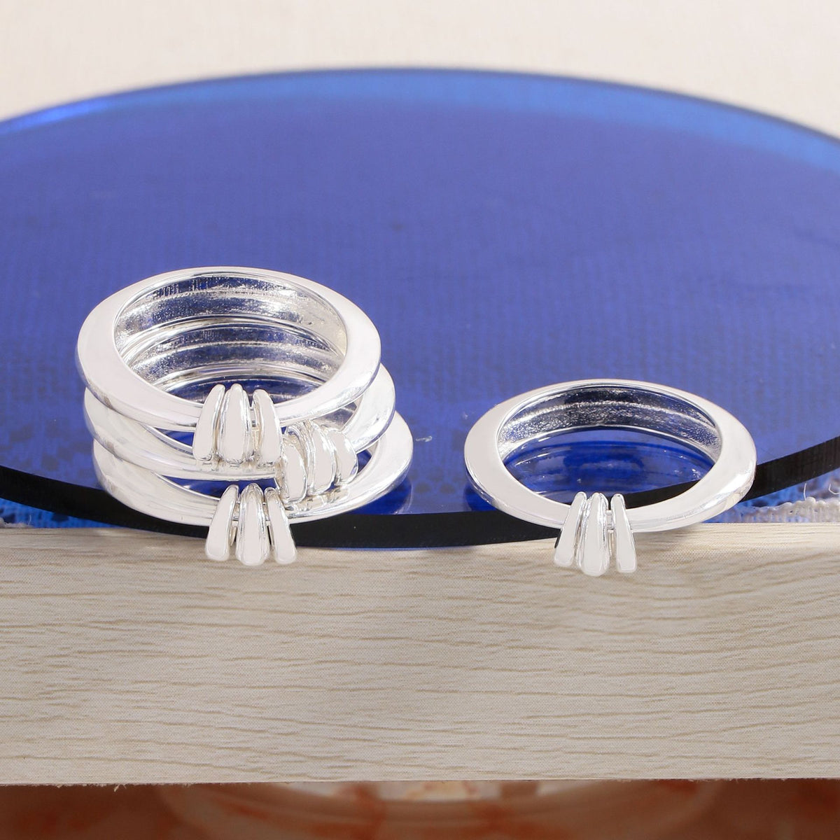 Office Irregular Geometry Three Circles 925 Sterling Silver Ring