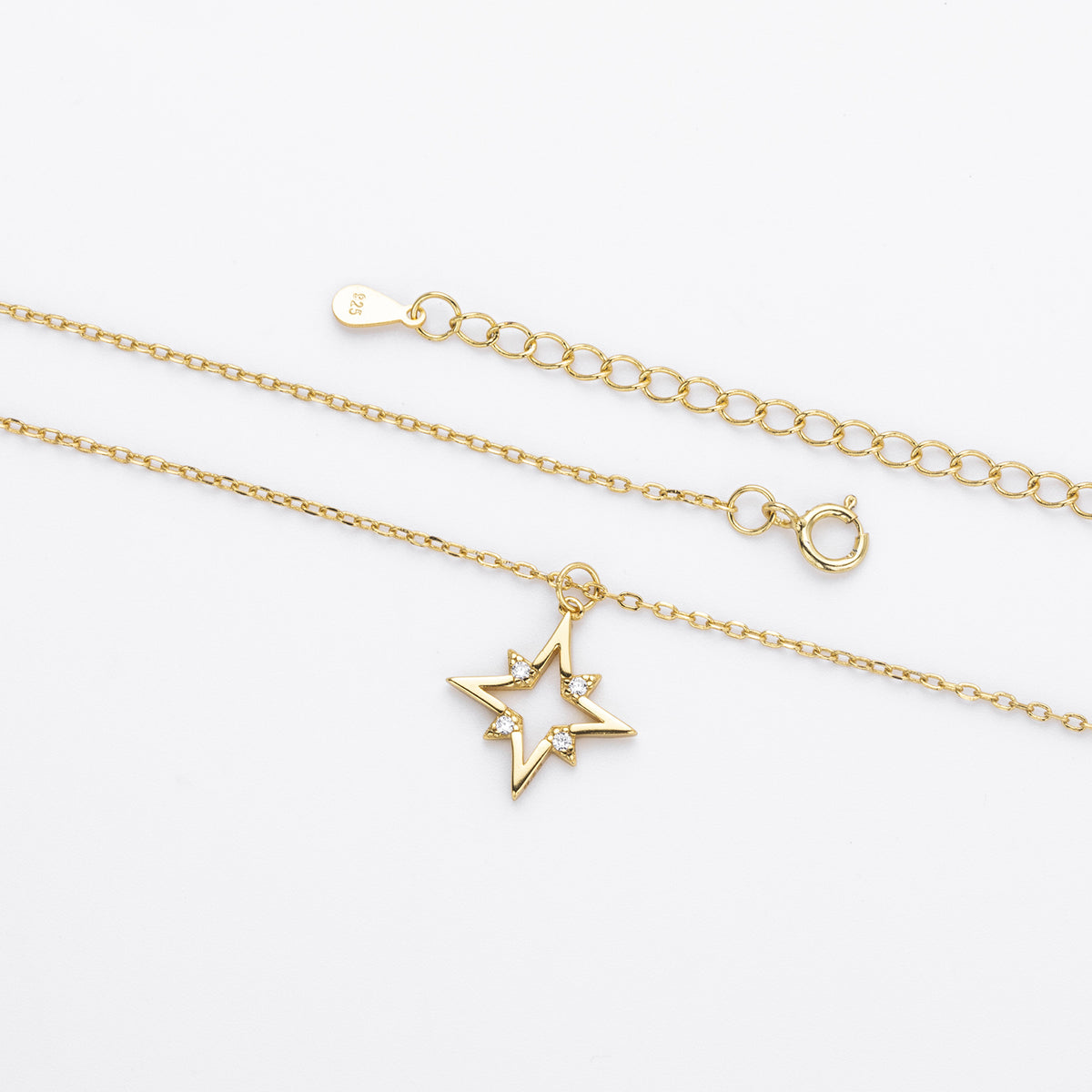Elegant Star Cubic Zirconia Pendant Necklace 925 Sterling Silver White Gold and Yellow Gold for Women Fashion 2025 New Hot Sale Party Gift