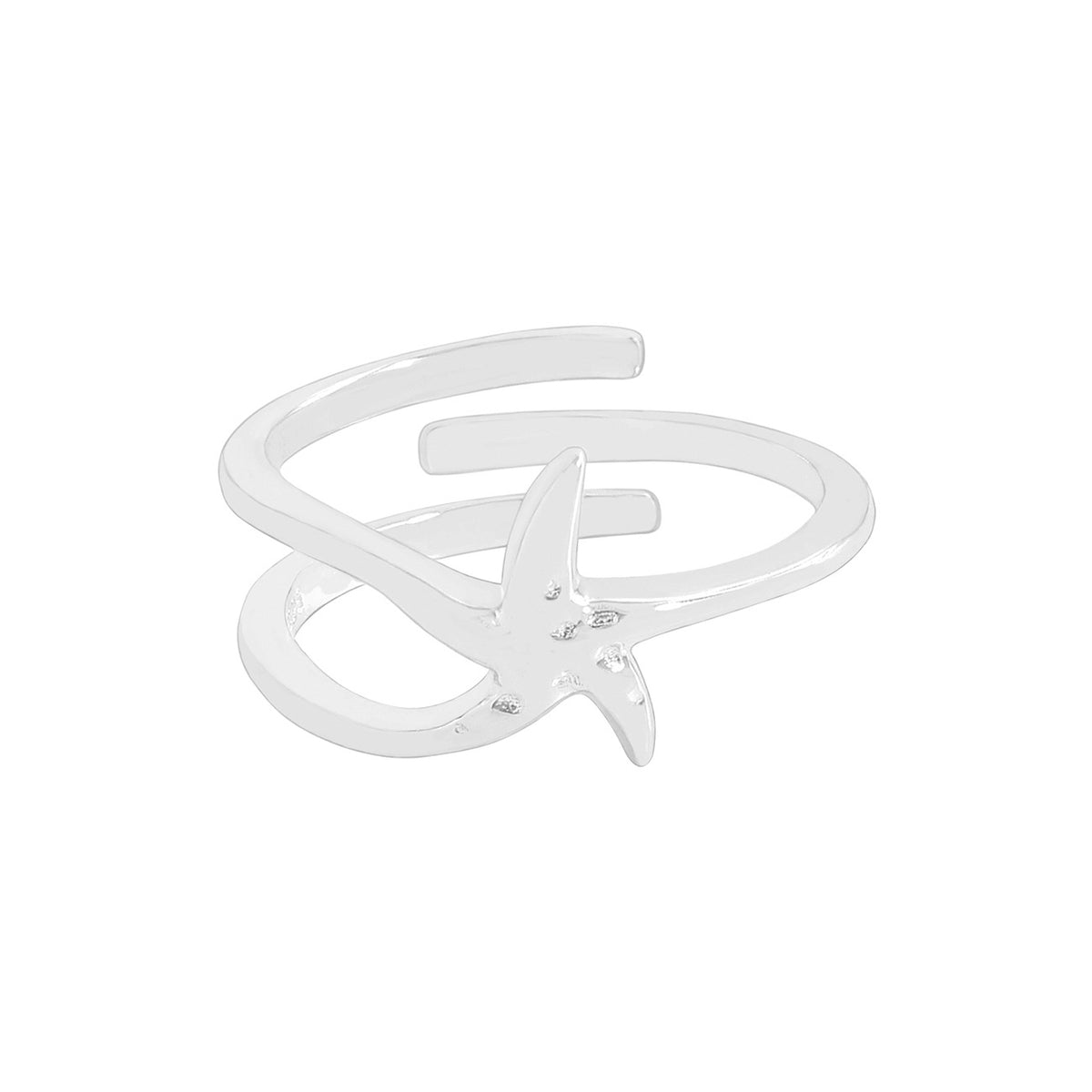 Girl Fashion Starfish 925 Sterling Silver Adjustable Ring