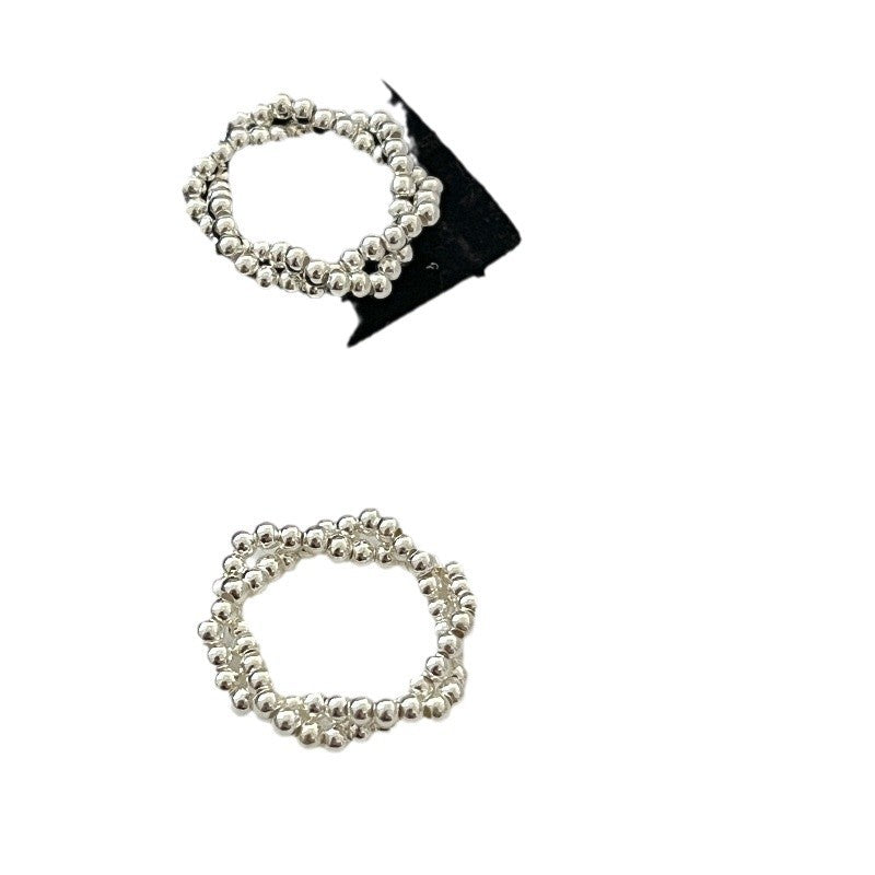 Fashion Irregular Twisted Beads 925 Sterling Silver Adjustable Ring