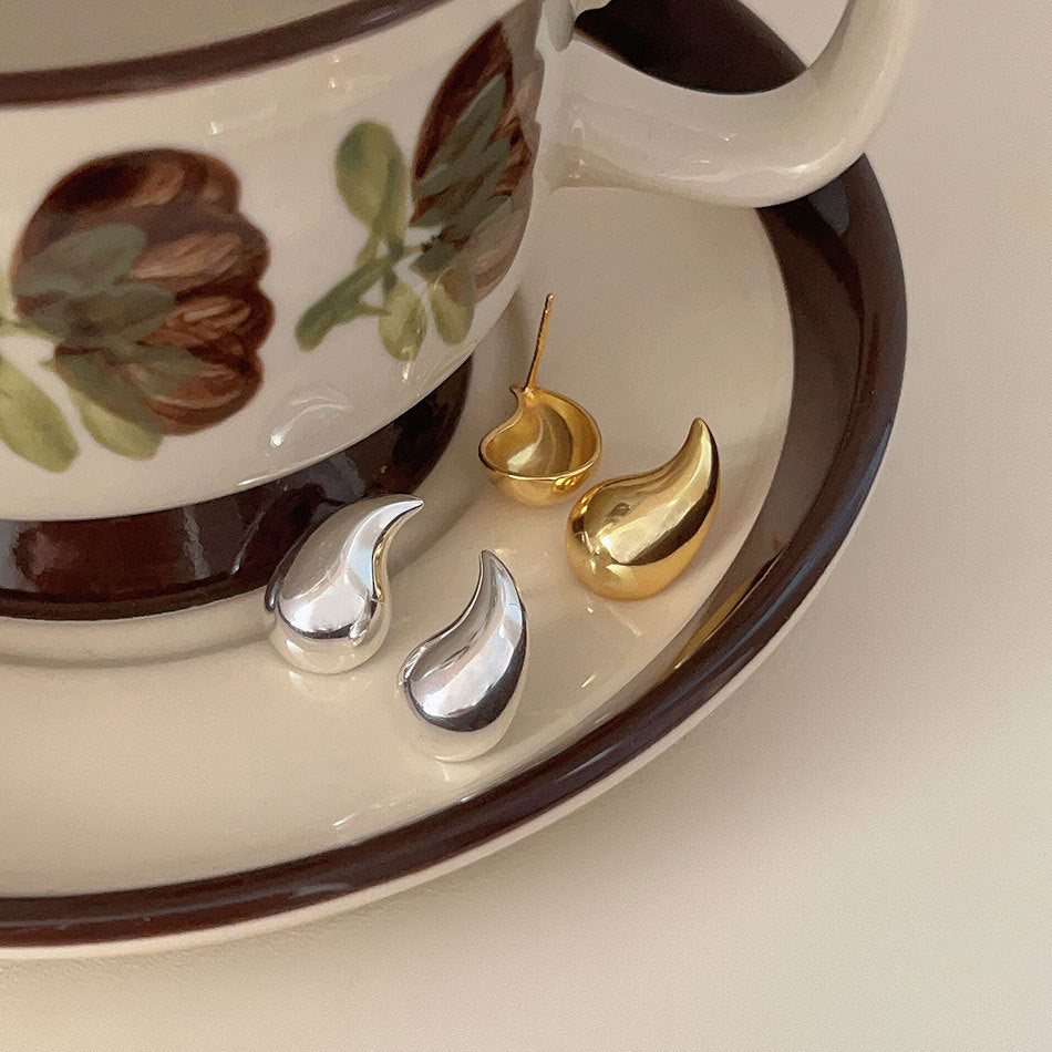 Elegant Water Drop Geometric Design 925 Sterling Silver Stud Earrings for Women Korean Style 2022 Fashion Jewelry with Gold and Silver Finish
