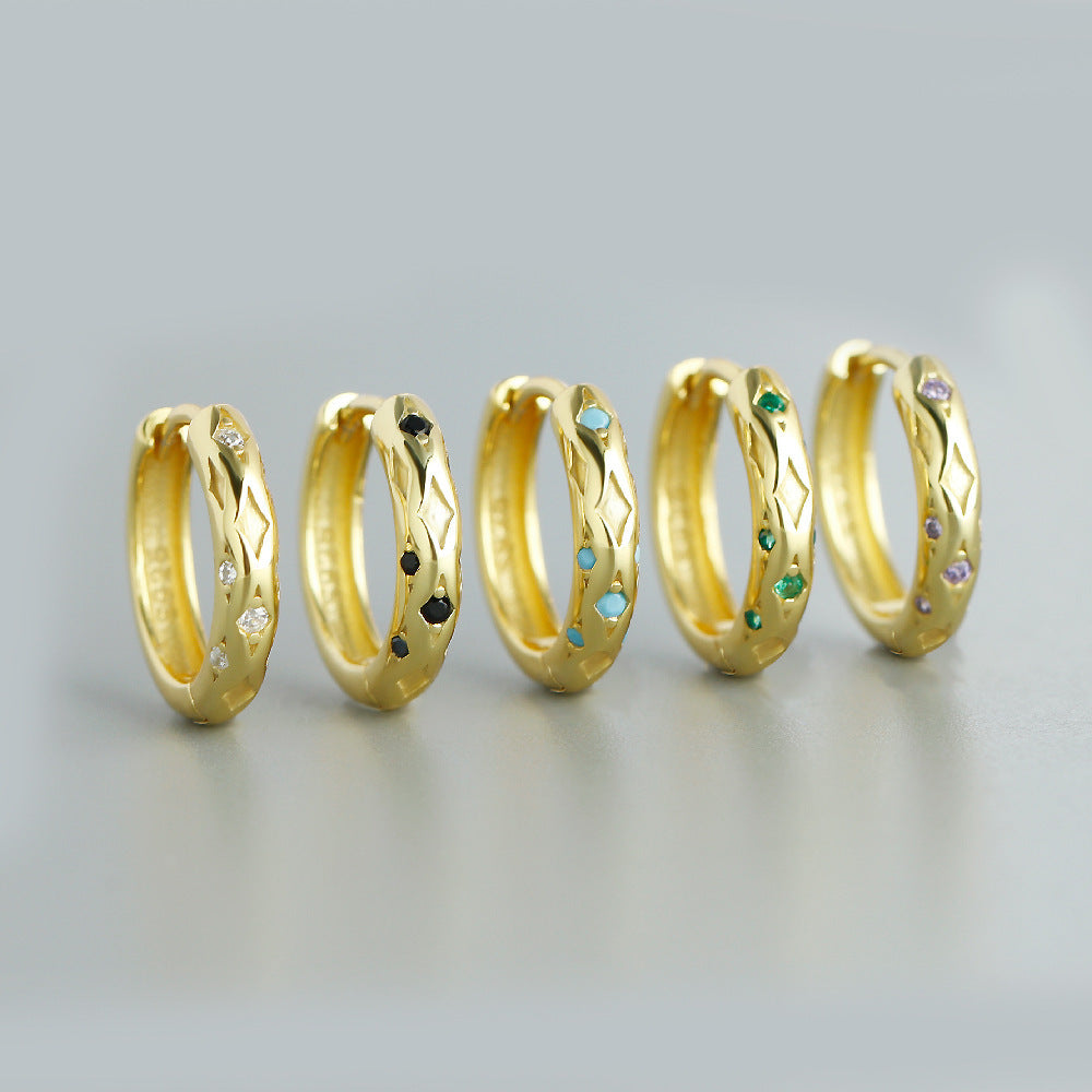 Women Fashion Modern Party Gift Elegant Jewelry Geometric Design S925 Silver Hoop Earrings