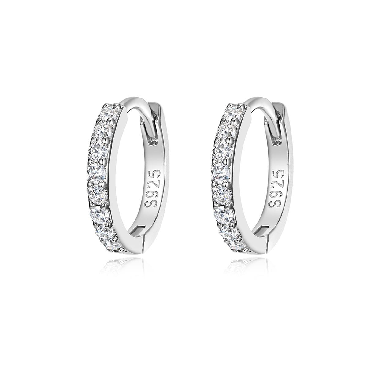 Mossanite 925 Sterling Silver Clasped Hoop Earrings