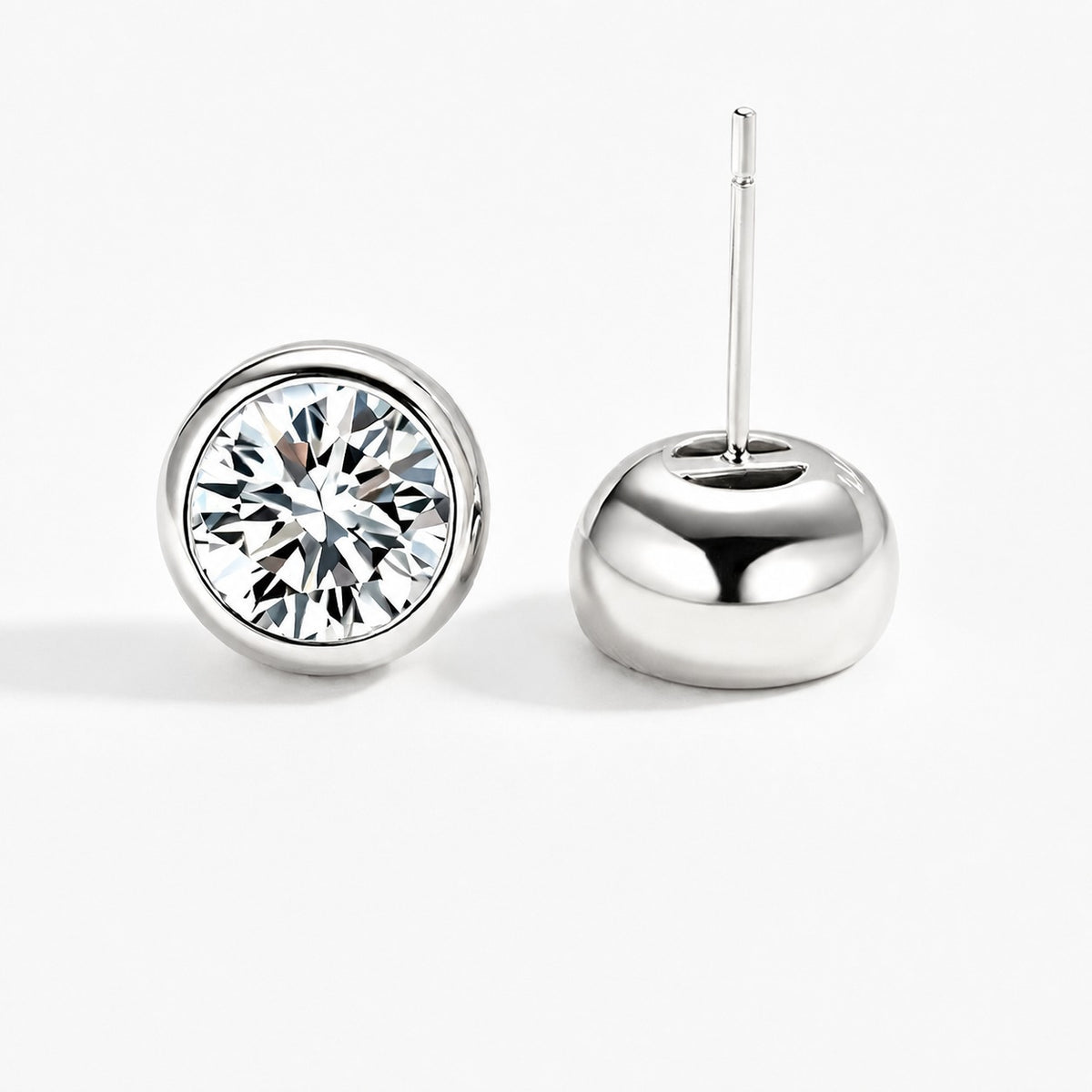 Round Bubble-Cut Moissanite 925 Sterling Silver Stud Earrings