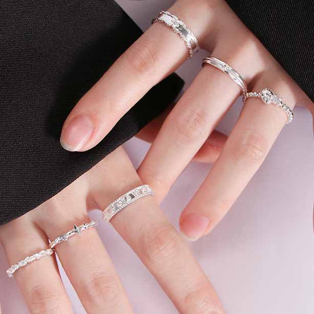 Women Leaves Shell 925 Sterling Silver Adjustable Ring