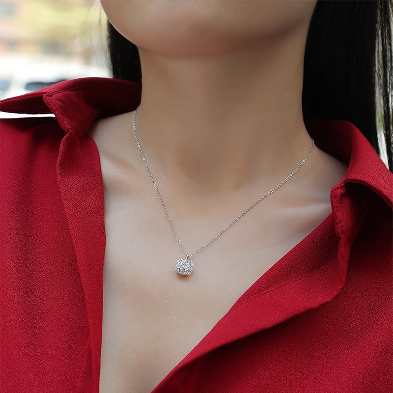 Elegant 925 Sterling Silver Chain Moissanite Geometric Pendant Necklace