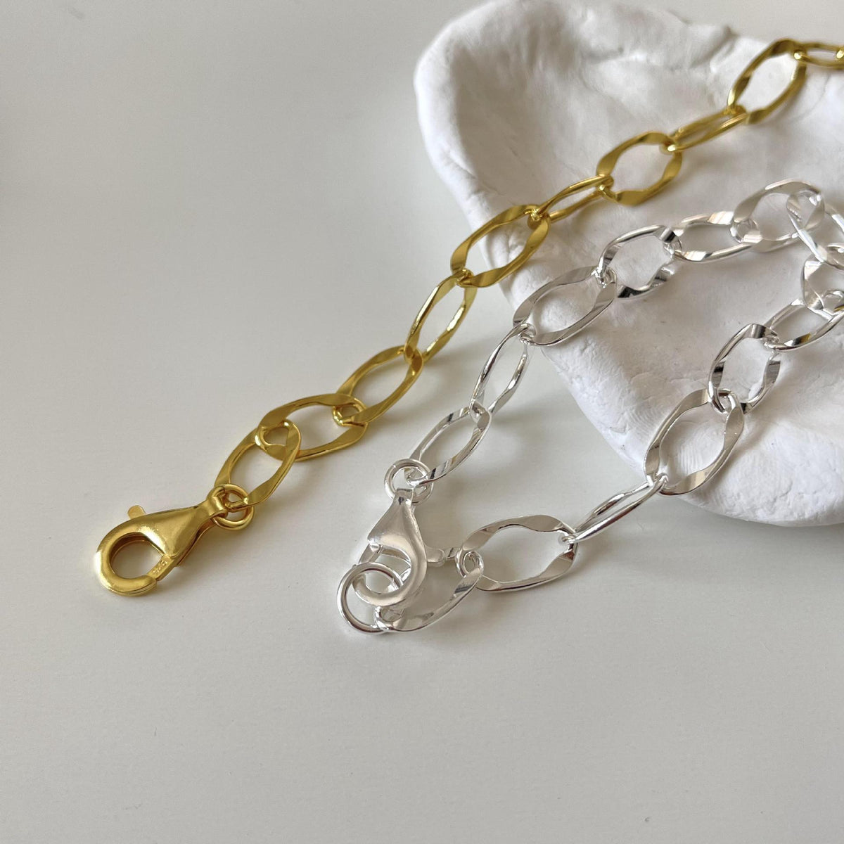 Modern Women Hollow Curb Chain 925 Sterling Silver Bracelet
