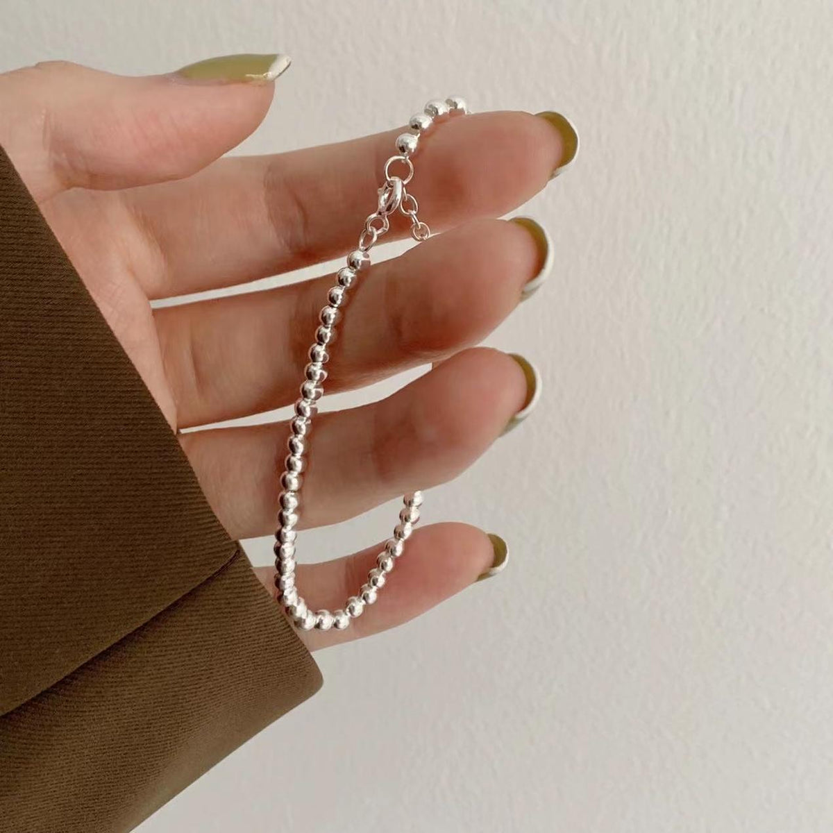 Office Lady Round Beads 925 Sterling Silver Bracelet