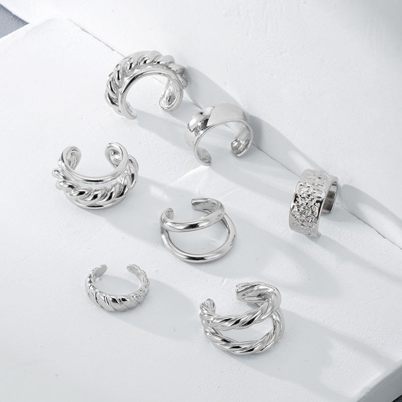 Geometric Design 925 Sterling Silver U-Shaped Ear Clip Earrings for Women Fashion Modern Style No Piercing Required Elegant and Versatile Jewelry