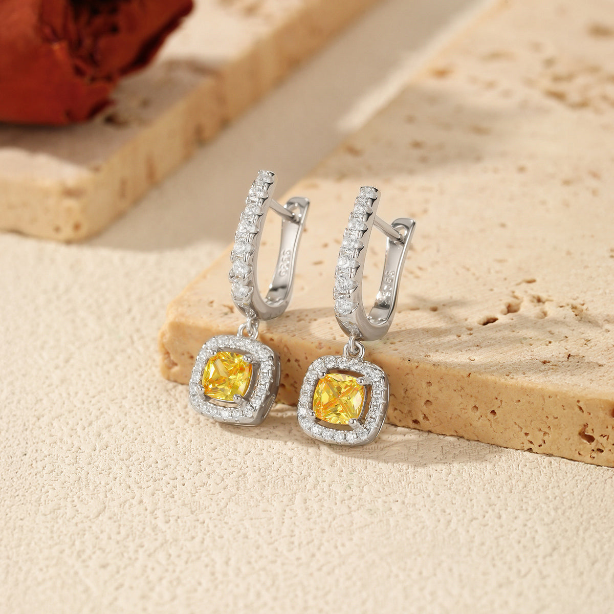 Elegant Fashion Square Sugar Cubic Zirconia Hoop Earrings 925 Sterling Silver for Women Simple Style 2025 New Trendy Jewelry Gift