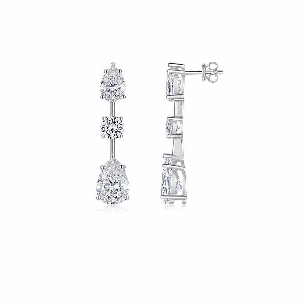 Moissanite Long Drop Earrings 925 Sterling Silver Pear Shape And Multi Shape Dangle Earrings For Women Elegant Fashion Wedding Party Anniversary Gift Fine Jewelry