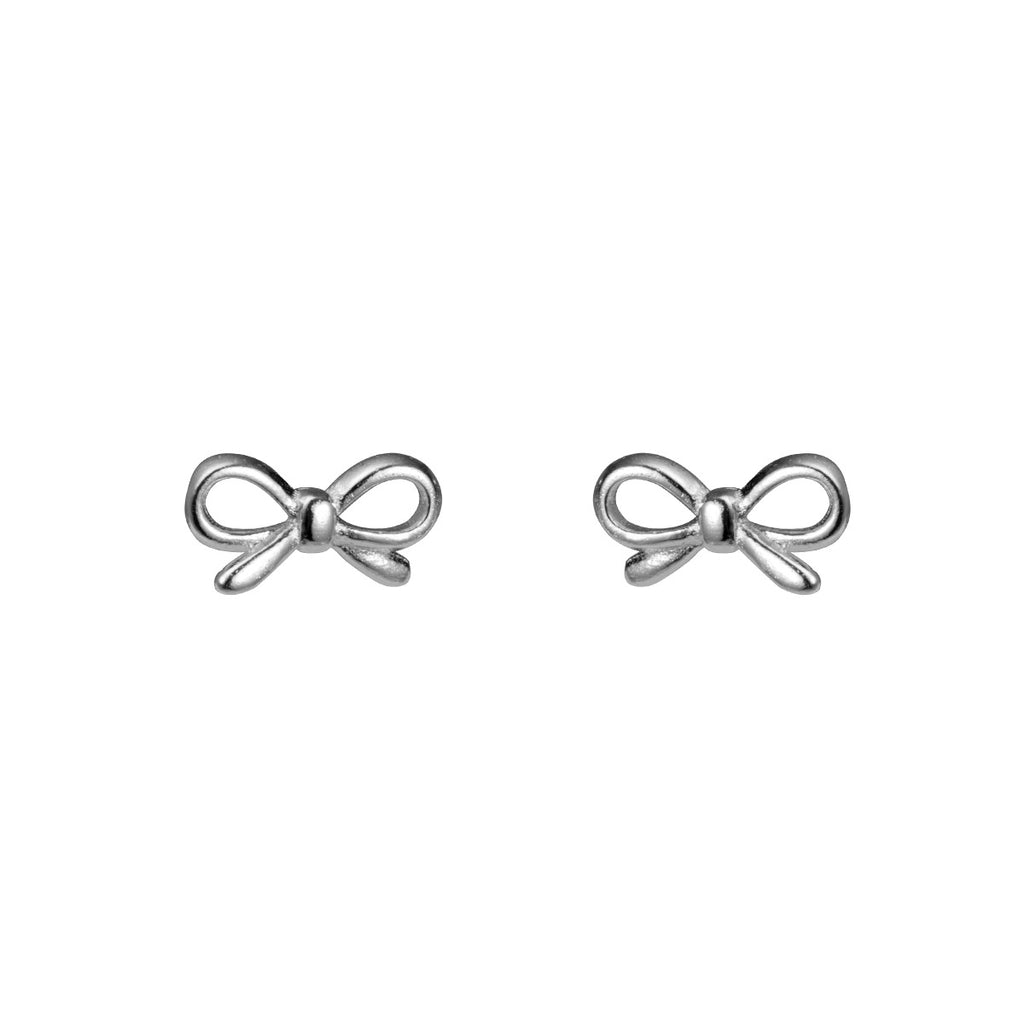 Minimalist Geometric 925 Sterling Silver Bow Knot Ear Stud Earrings
