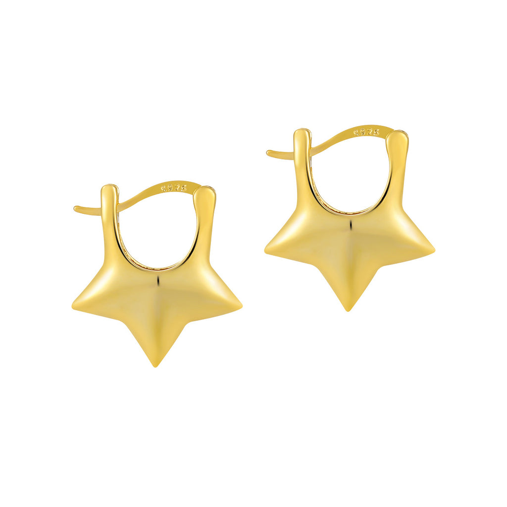 Girl Cute Mini Star 925 Sterling Silver Hoop Earrings