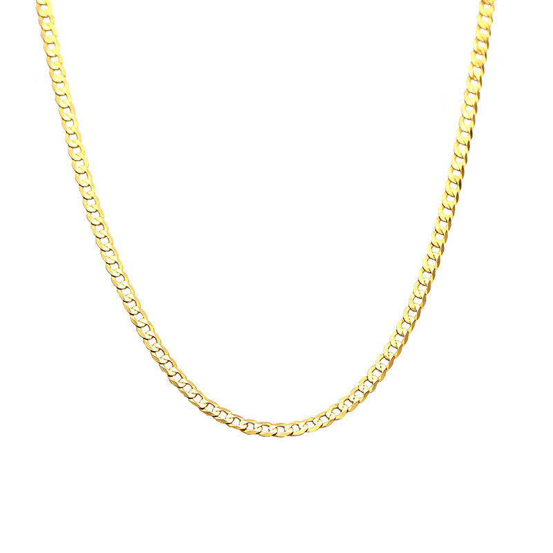 Women Layering Casual Party Modern Vintage Fashion Jewelry Flat Link Chain 925 Sterling Silver Cuban Chain Necklace