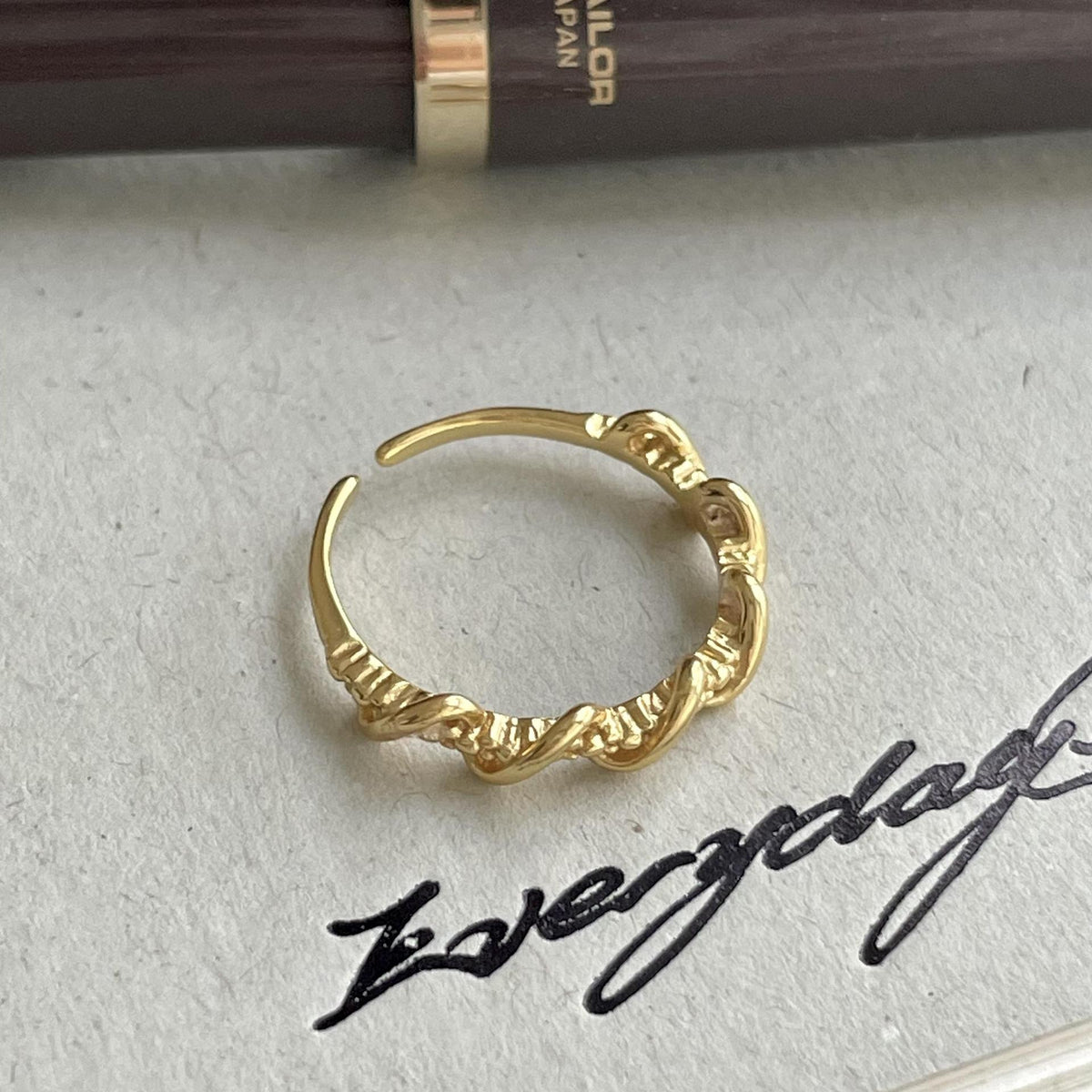 Office Simple Twisted 925 Sterling Silver Adjustable Ring