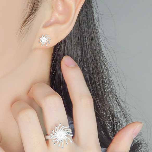 Holiday Irregular Fireworks 925 Sterling Silver Stud Earrings