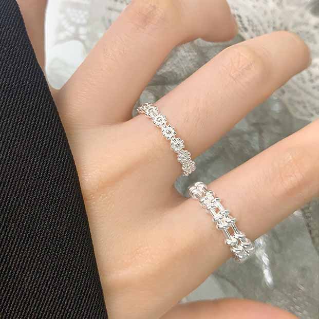 Girl Beautiful Flowers 925 Sterling Silver Adjustable Ring