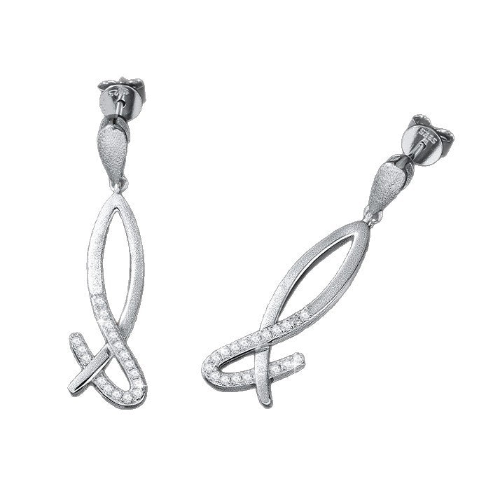 Geometric shape mermaid tail pendant 925 sterling silver drop-style dangle long Earrings