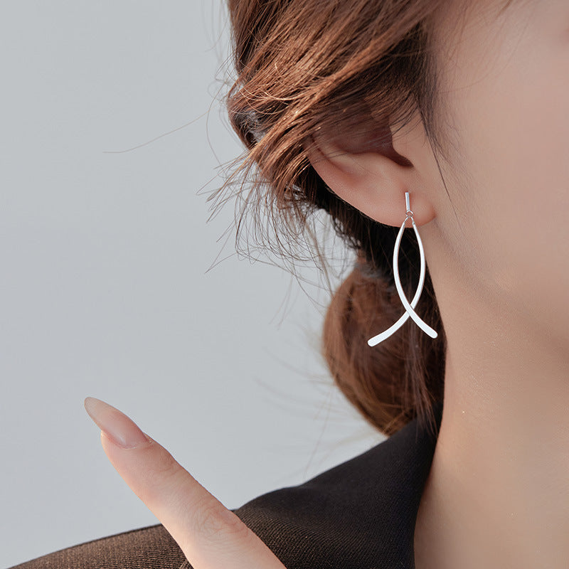 Elegant Geometric Tassel 925 Sterling Silver Drop Earrings