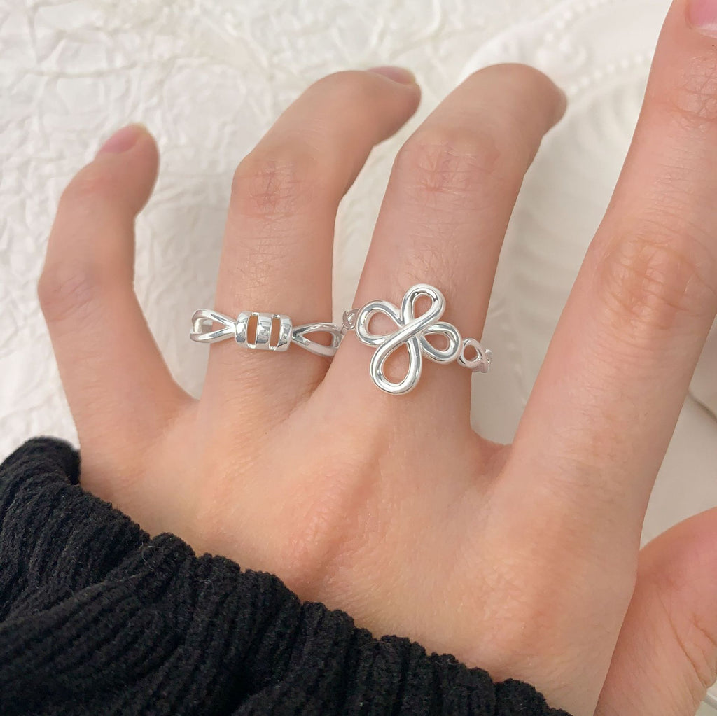 Holiday Fashion Hollow Infinite Symbol 925 Sterling Silver Adjustable Ring