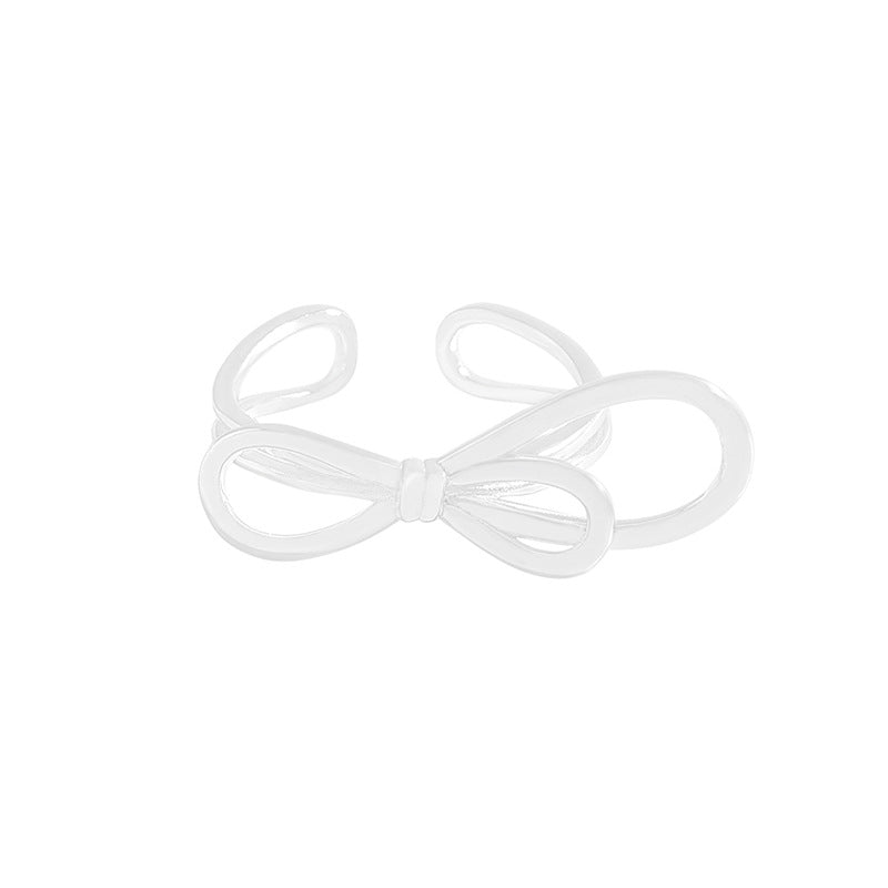 Girl Beautiful Hollow Bow-knot 925 Sterling Silver Adjustable Ring