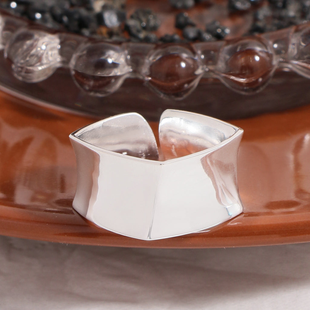 Men's Geometry Irregular Wide 925 Sterling Silver Adjustable Ring