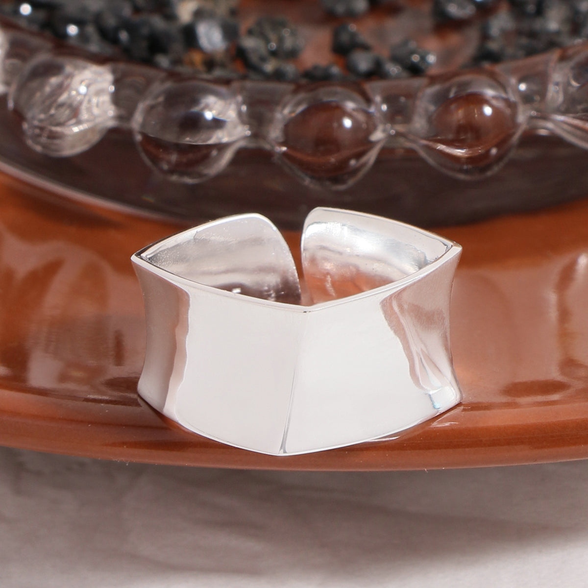 Men's Geometry Irregular Wide 925 Sterling Silver Adjustable Ring